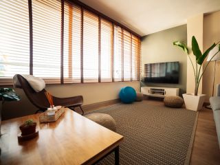 Sleek cordless mini blinds providing modern elegance in a Mountain View home.